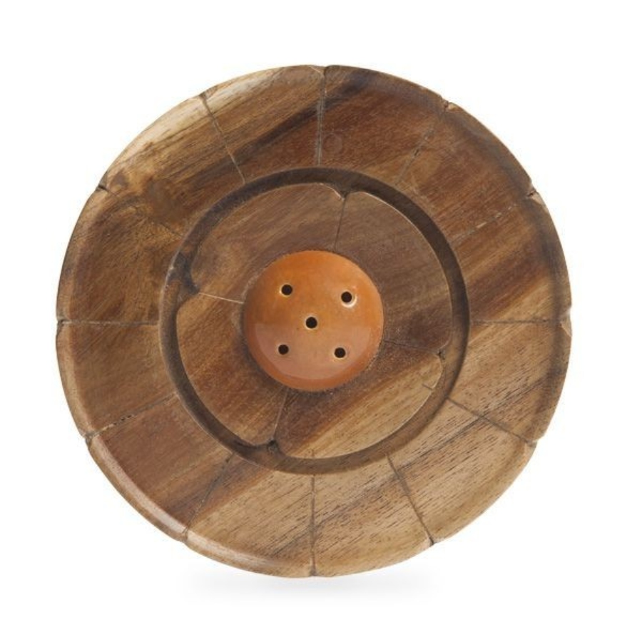 Bruciaincensi Piattino Fiore Legno e Pietra