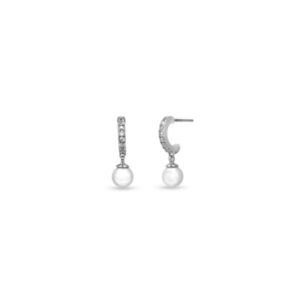 Egle - Orecchini Argento a semicerchio con zirconi e perle