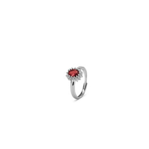 Kate - Anello Argento Rosso 16 REGOLABILE