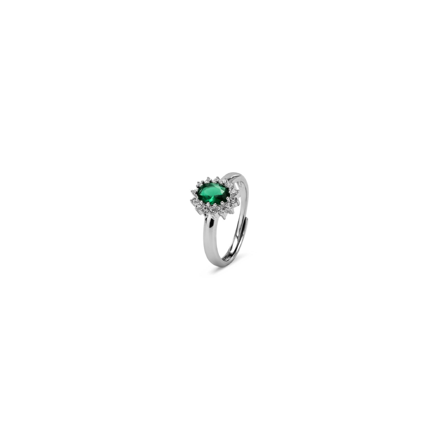 Kate - Anello Argento Verde 12 REGOLABILE